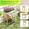 Lucktree Wood Raised Garden Bed w/Folding Drop-Leaf Potting Table