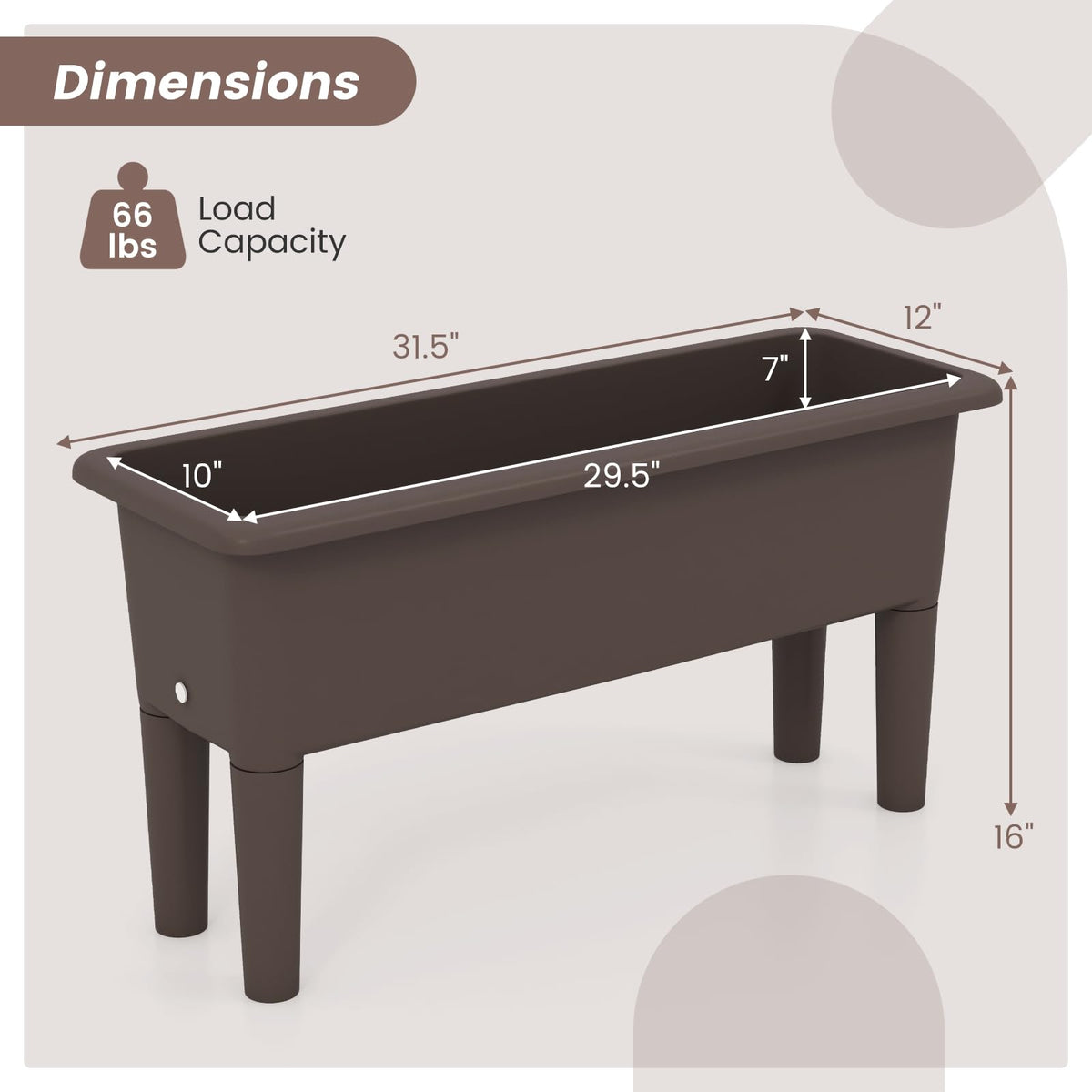 Lucktree Raised Garden Beds Outdoor Set of 2, Self-Watering Planter Box with Detachable Legs & Drainage Hole