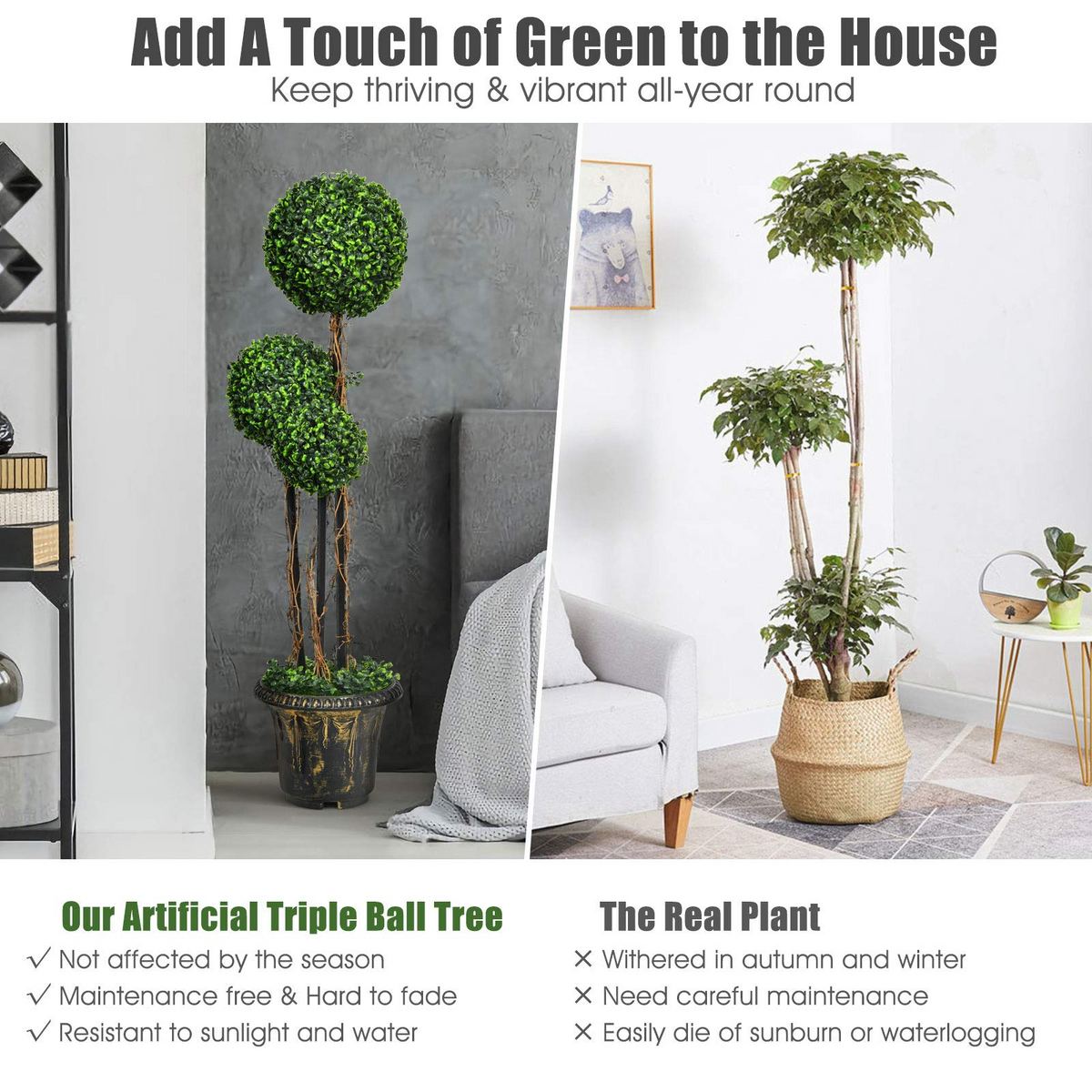 4 Ft Artificial Boxwood Topiary Tree - LucktreeUS