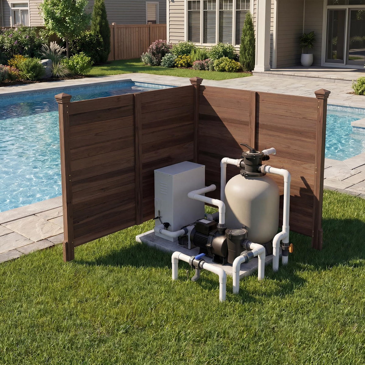 Lucktree Wooden Privacy Fence with Stakes 47" W x 45.5" H