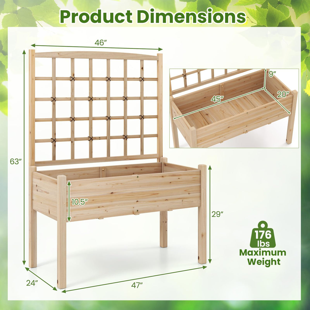 Lucktree Raised Garden Bed with Trellis