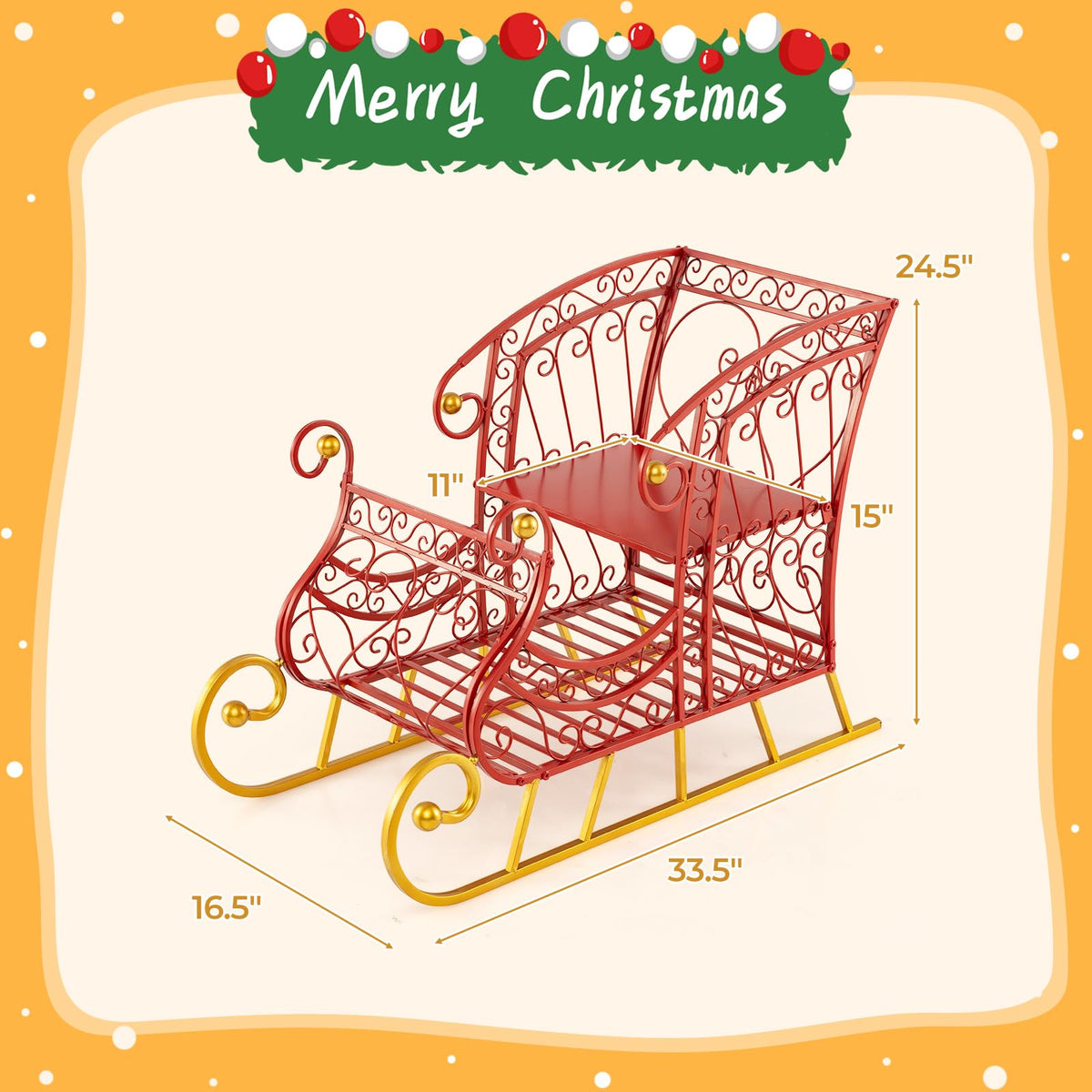 Lucktree Metal Christmas Santa Sleigh Basket