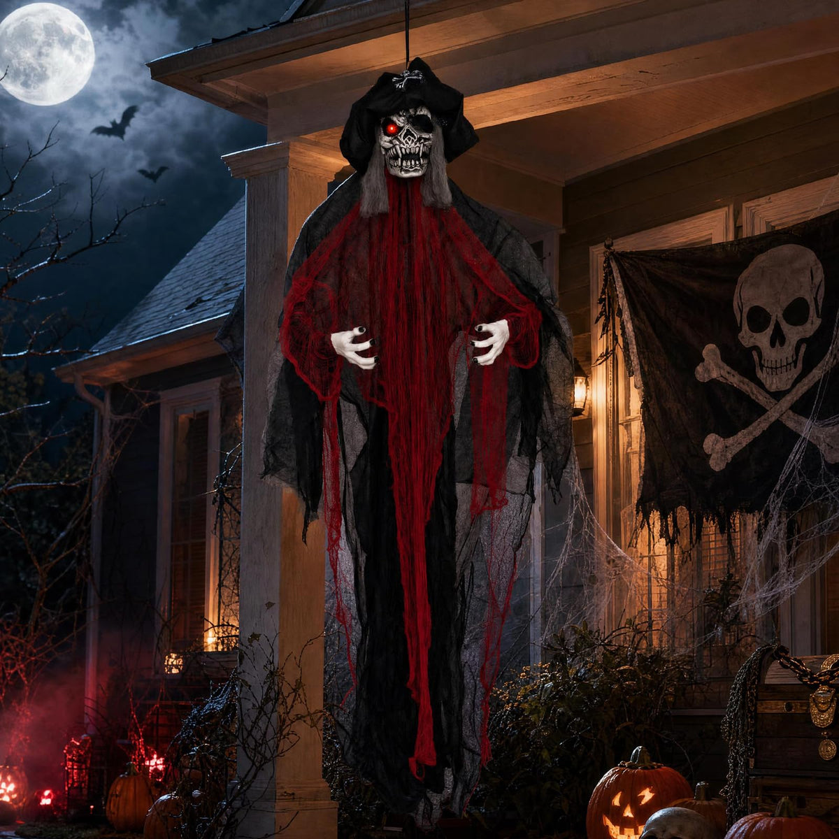 9.4 FT Animated Halloween Hanging Pirate with Glowing Eyes