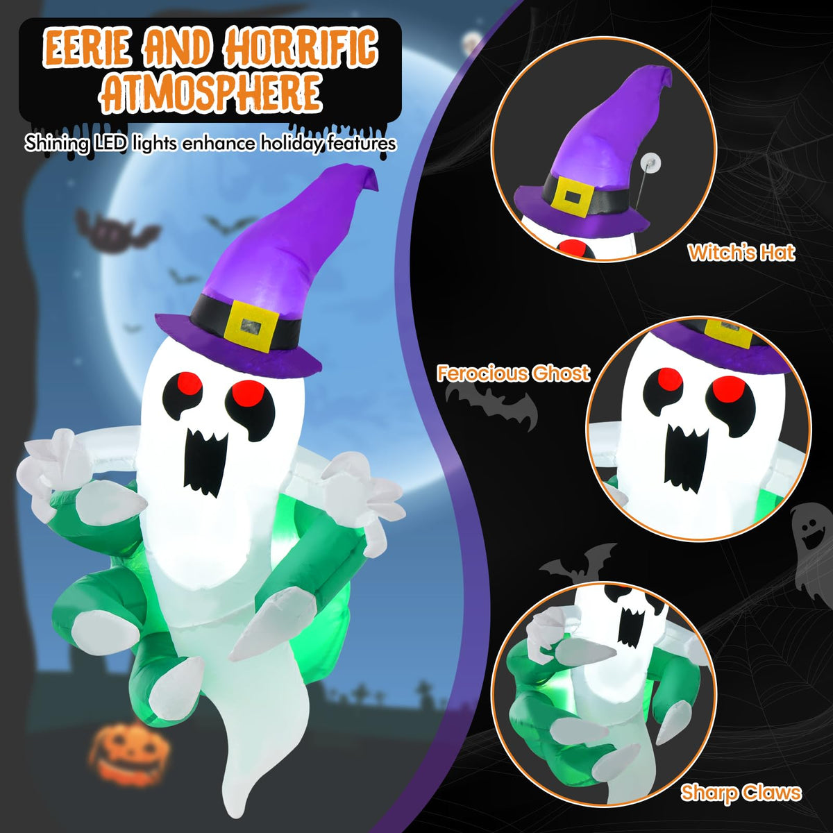 Lucktree 3.6 FT Halloween Inflatable Ghost Broke Out from Window