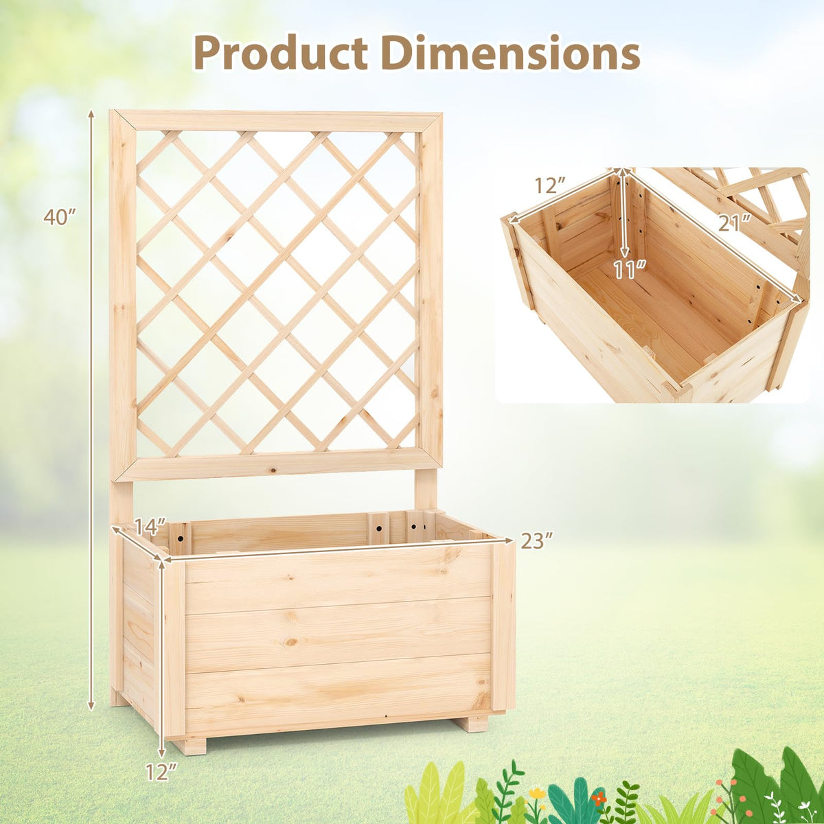 Lucktree Raised Garden Bed with Trellis (1/2)