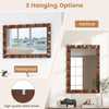 Lucktree 41.5" x 28" Farmhouse Wall Mirror, Rubber Wood Rustic Style Wall Mirror