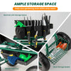 Lucktree Garden Cart, Rolling Workseat with 4 Wheels, Tool Tray, Removable Cushion, Storage Basket