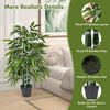 Lucktree Artificial Bamboo Tree, 50" Tall Set of 2 Fake Bamboo Plant with 3 PE Bamboo Trunk & Flush Leaves