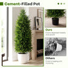 Lucktree 4 FT Artificial Faux Cedar Cypress Plants in Cement-Filled Pots Set of 2
