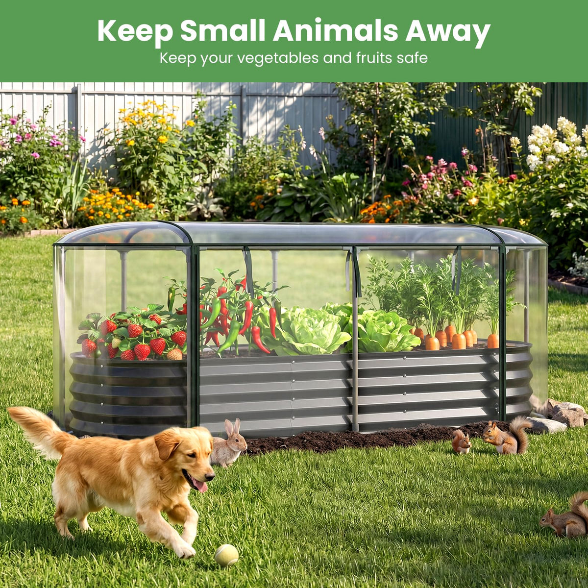 Lucktree Raised Garden Bed w/Greenhouse Cover (6x2x1 FT)