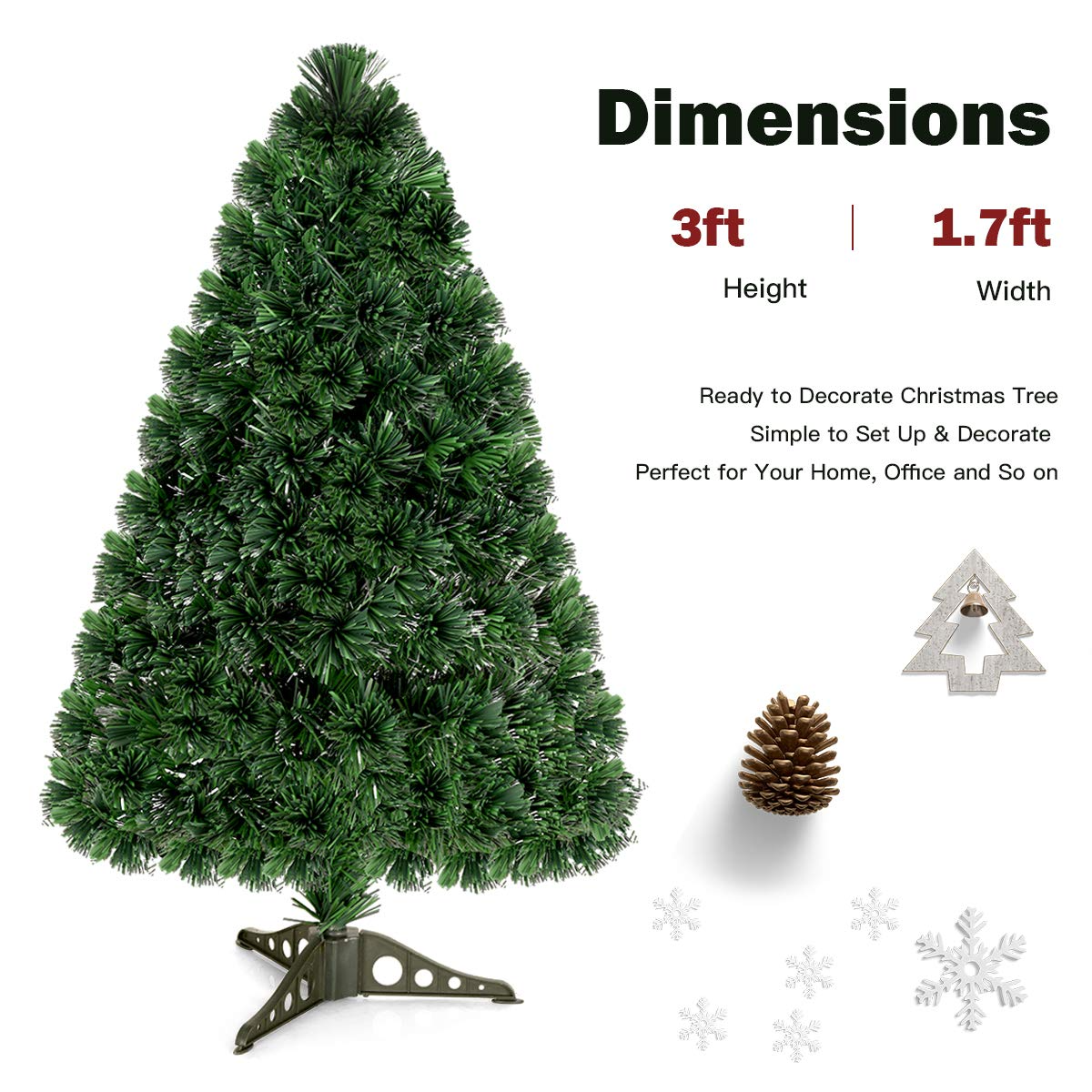 Artificial PVC Christmas Tree Pre-Lit Fiber Optic Tree - LucktreeUS