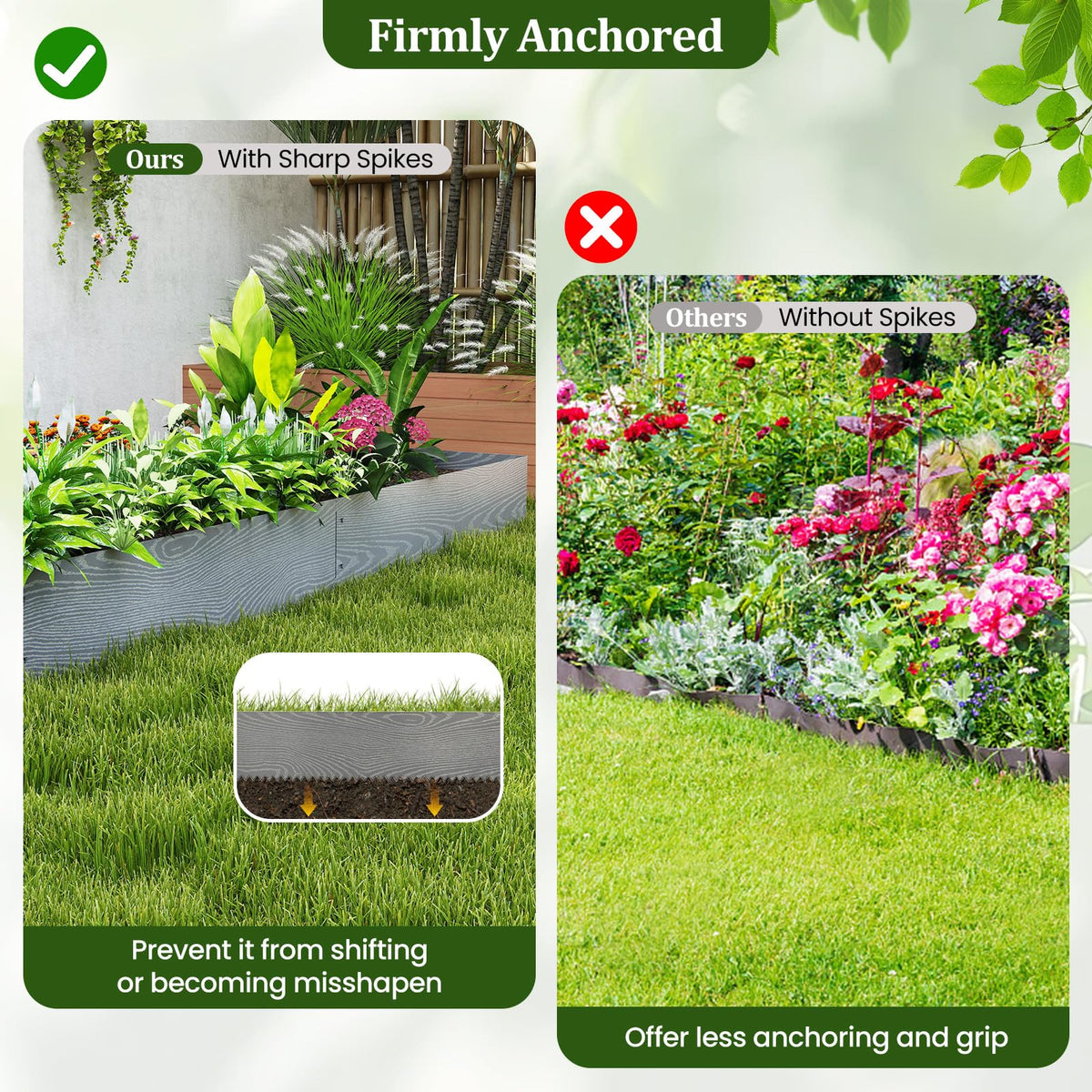 Lucktree 6 Pack Galvanized Steel Landscape Edging