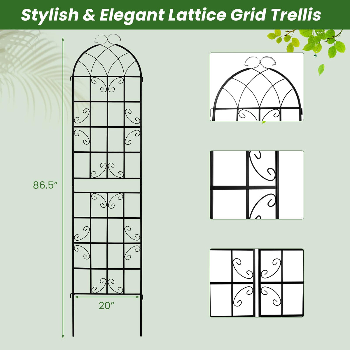 Lucktree 2 Pack Trellis for Climbing Plants Outdoor, 7 FT Tall Galvanized Steel Garden Trellis