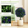Lucktree 22'' Artificial Purple Rose Topiary Ball Tree Set of 2 Faux Potted Plants Artificial Shrubs Bushes with Flowers