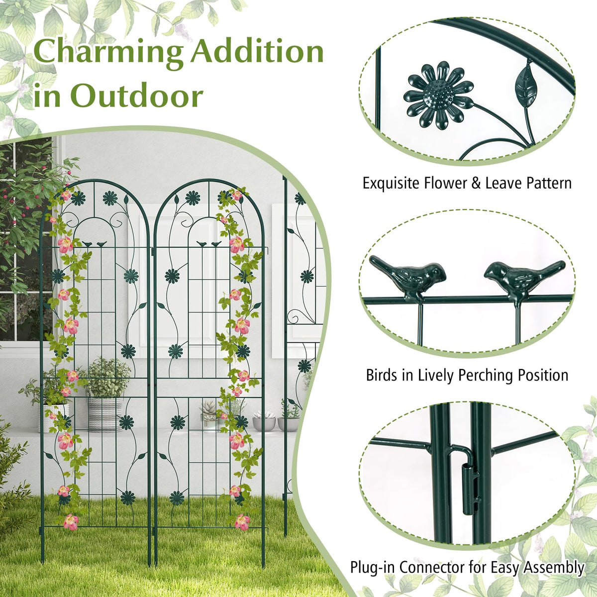 Lucktree Garden Trellis, Tall Galvanized Steel Trellis for Climbing Plants