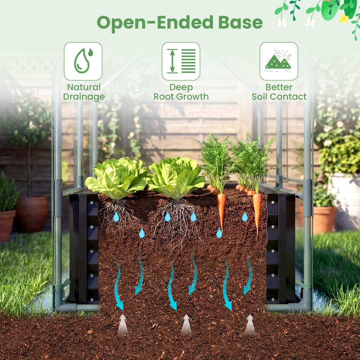 Lucktree 4x2x3 FT Galvanized Raised Garden Bed with Greenhouse Cover