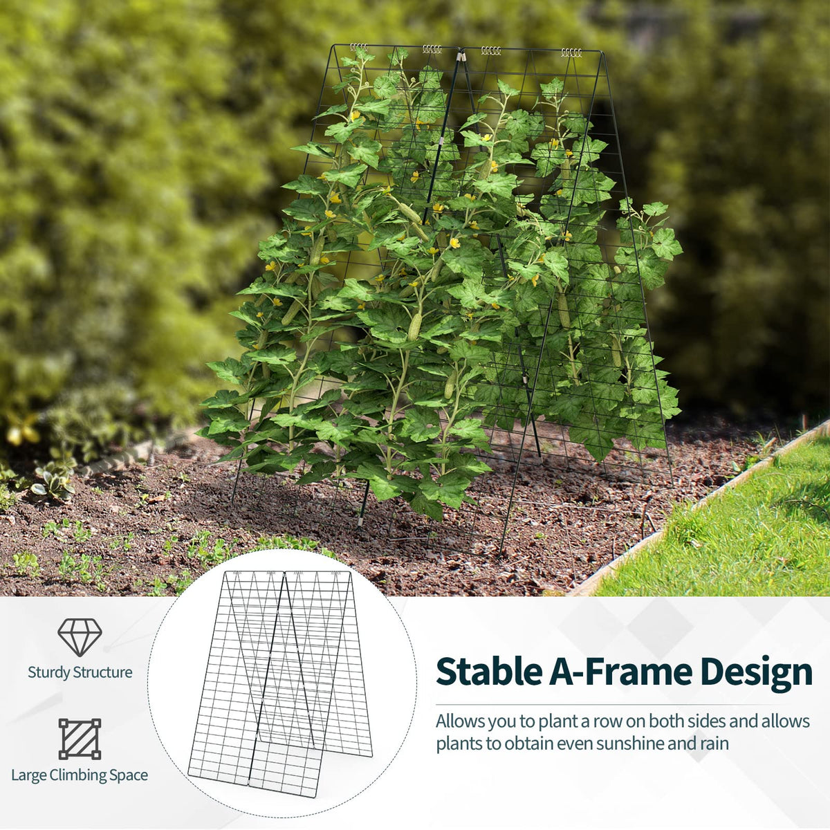 Lucktree 4 Panels Cucumber Trellis A-Frame Garden Trellis for Plant Climbing