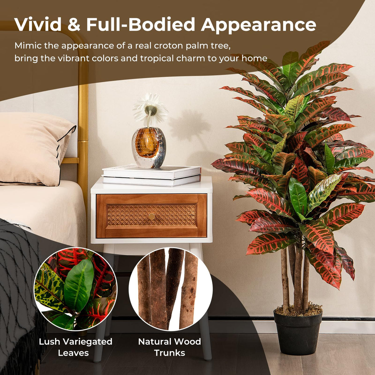 Lucktree Artificial Croton Palm Tree
