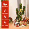 6ft Pre-Lit Artificial Cactus Christmas Tree with Sturdy Metal Stand, Artificial Xmas Tree with 90 LED Lights and Bowknot, Perfect for Home, Office, Shops and Hotels