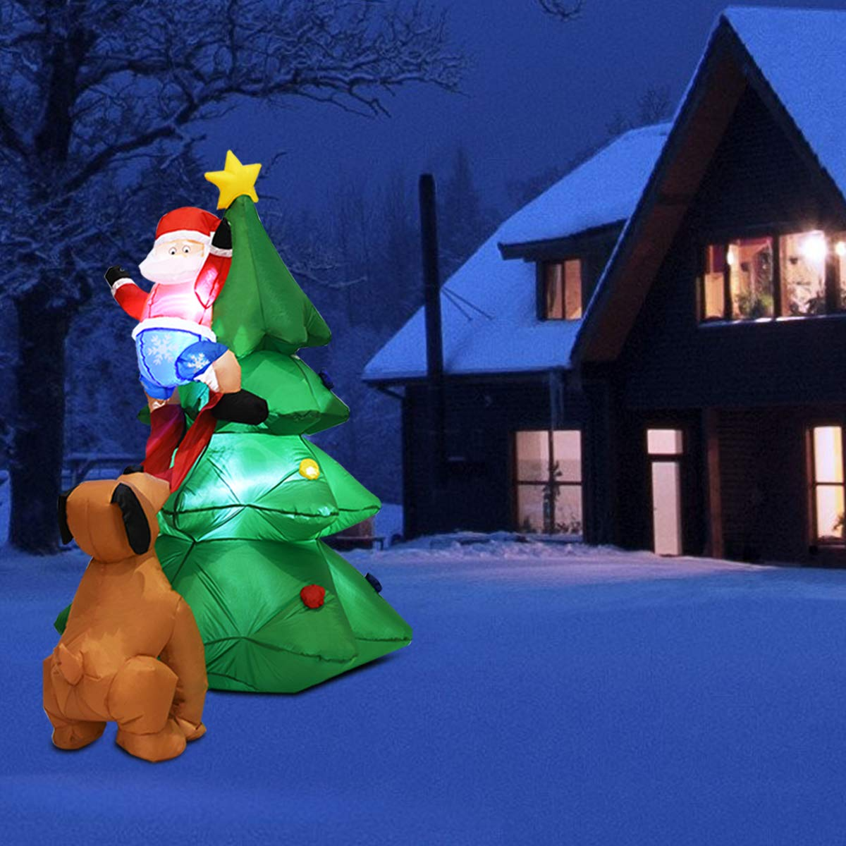 Lucktree 6 FT Inflatable Christmas Tree with Santa Claus & Dog