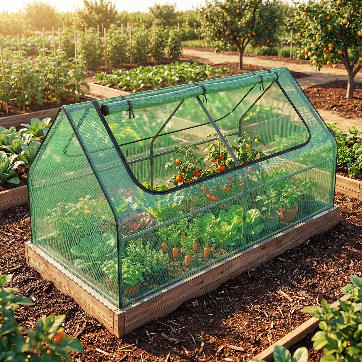Lucktree 3-in-1 Metal Raised Garden Bed with Greenhouse Cover
