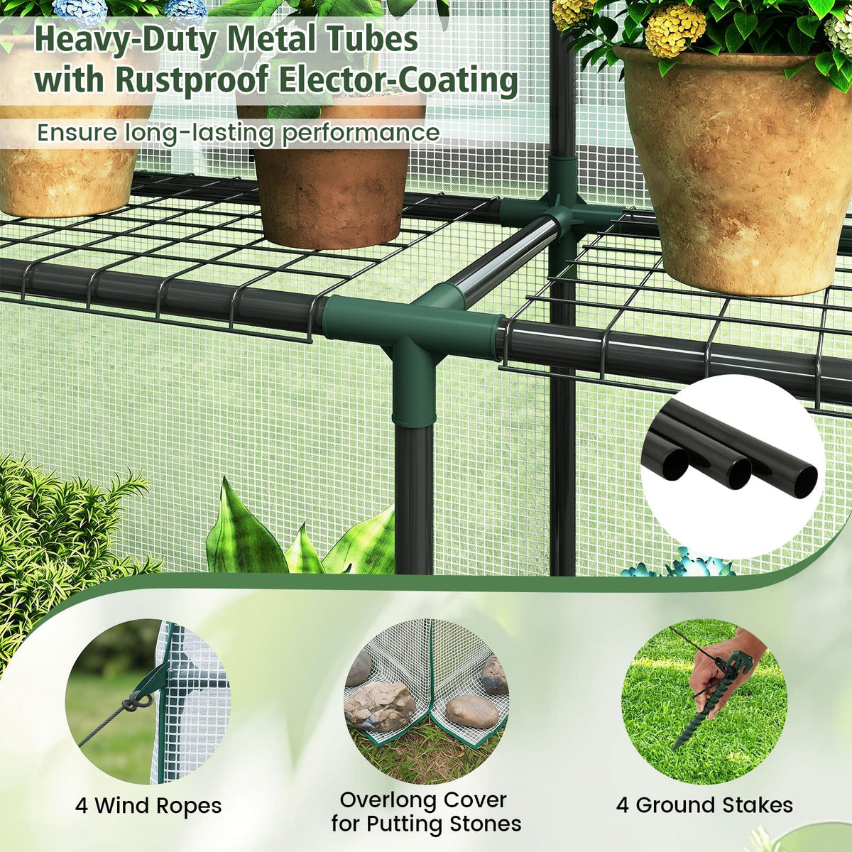 Lucktree 57”L x 57”W x 77”H Walk-in Greenhouse for Outdoors