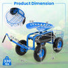 Lucktree Garden Cart, 4-Wheel Gardening Workseat with Storage Basket