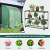 Lucktree Walk-in Lean-to Greenhouse - with 3-Tier Plant Stand, 7’x 3.5’x 7’ Green House, PE Grid Cover