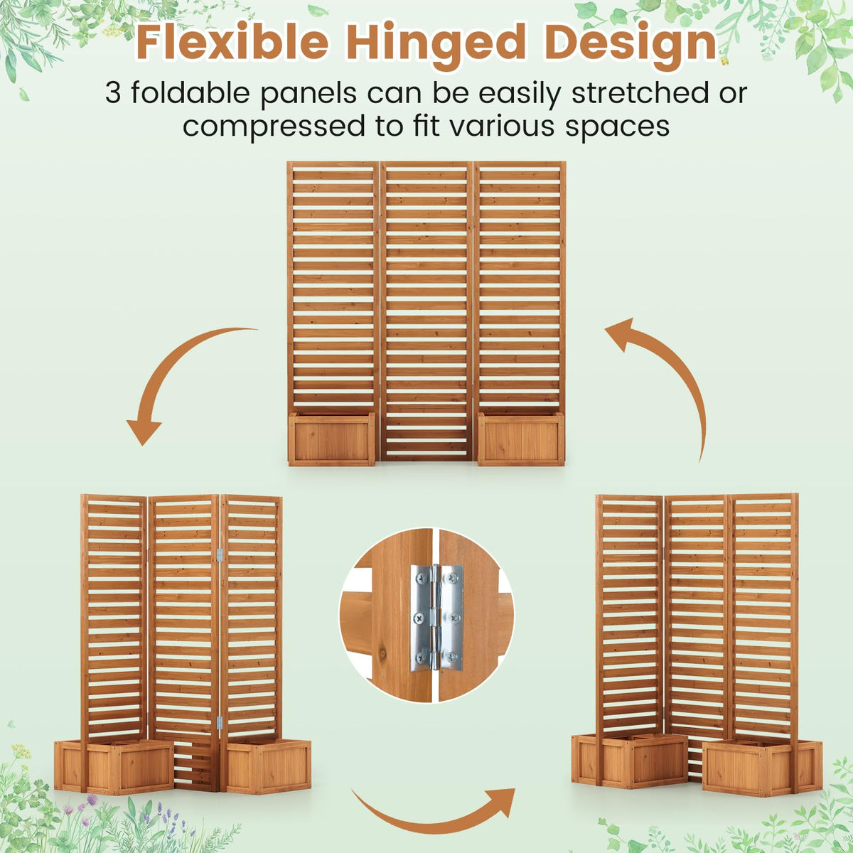 Lucktree Outdoor Wooden Privacy Screen with Planter Box