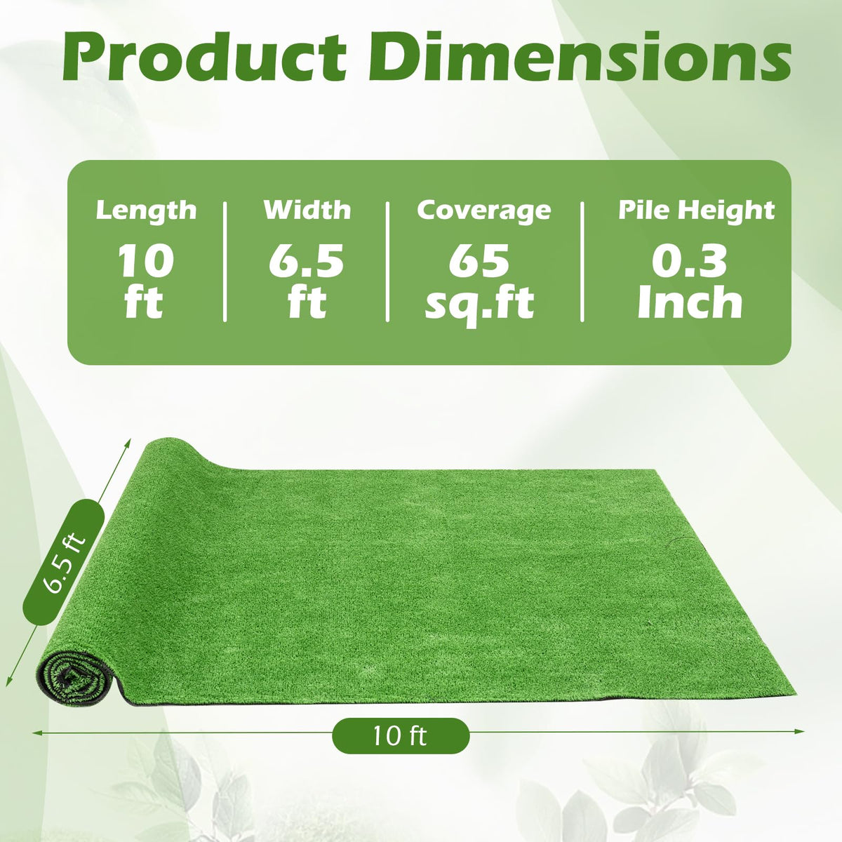 Lucktree 10 FT x 6.5 FT/8 FT x 5 FT Artificial Turf Rug