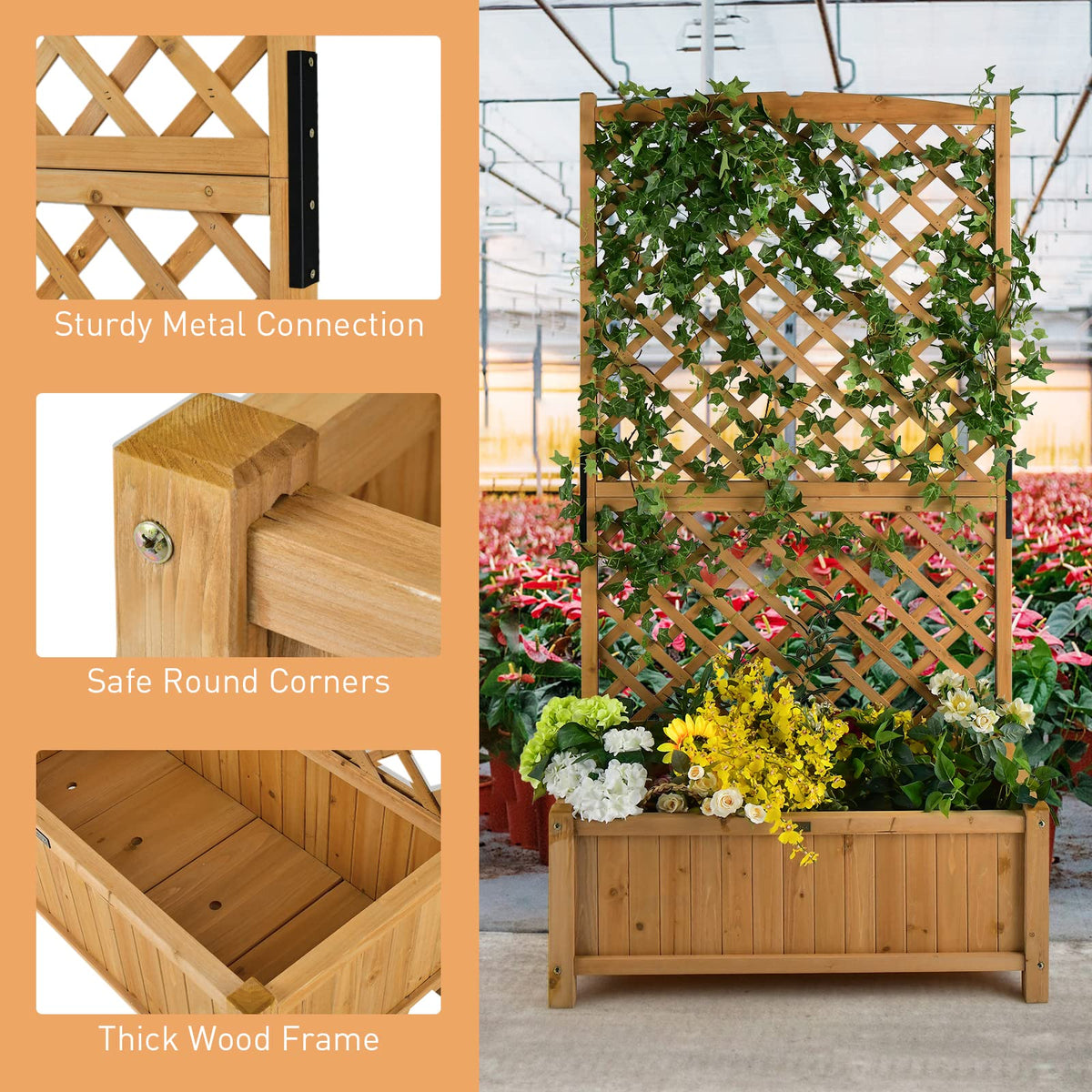 Planter Raised Bed with Trellis - Lucktree
