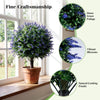 Lucktree 2 Pack Artificial Lavender Boxwood Topiary Ball Trees 27.5" Faux Floral Shrubs