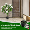 Lucktree Artificial Hydrangea Tree, 2 Pack Fake Floral Plant w/11 White Flowers & Realistic Trunk in Plastic Nursery Pot