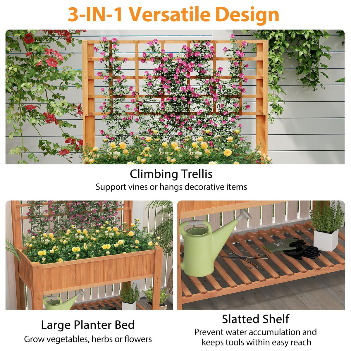 Lucktree Raised Garden Bed with Trellis