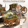 Lucktree Wood Wagon Planter Rustic Rolling Flower Pot Stand