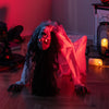 Lucktree Halloween Animated Crawling Woman with LED Eyes, Animatronic Zombie Woman Crawler with Vocally Triggered Sound & Motion Effects