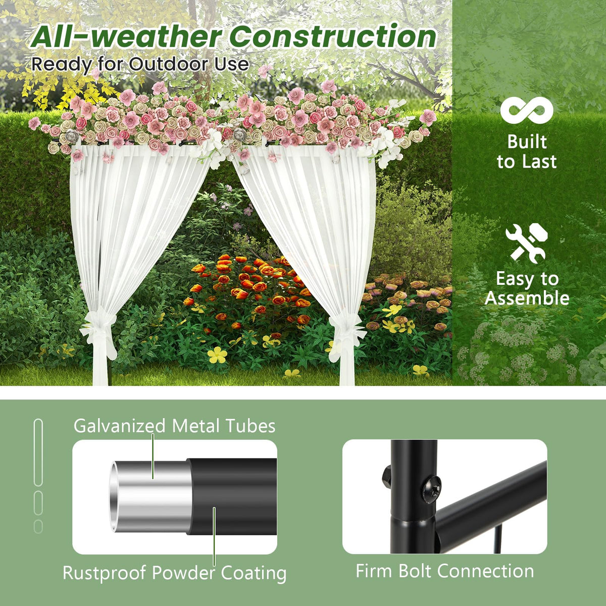 Lucktree Garden Arch Trellis - 81''H x 81''W Metal Garden Arbor