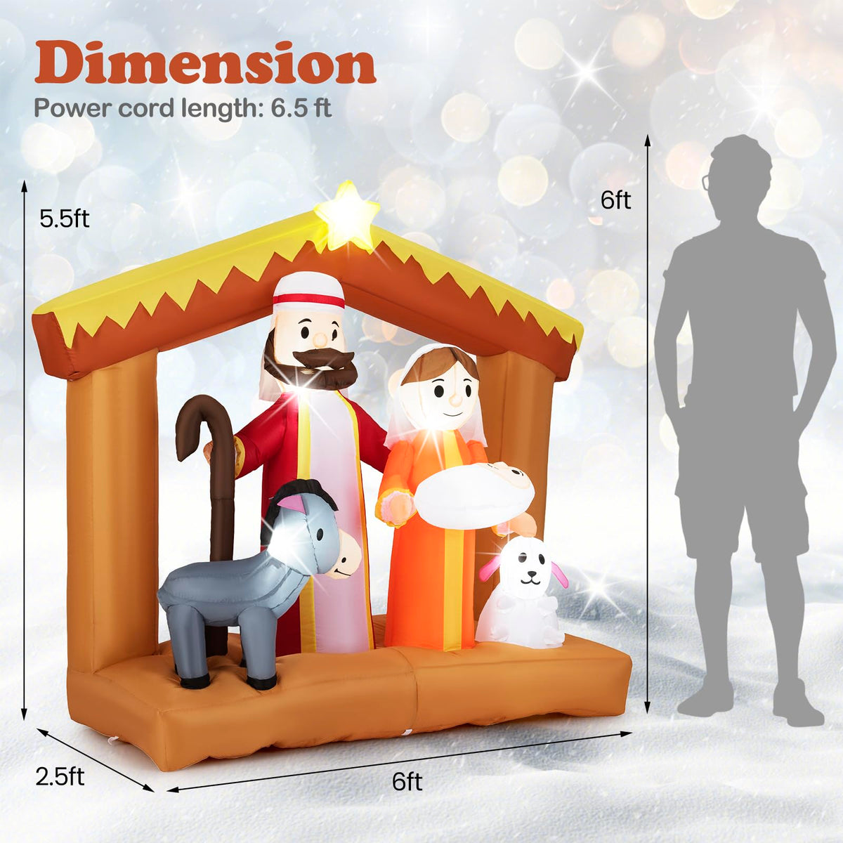 Lucktree 6 FT Christmas Inflatables Nativity Scene Outdoor Decoration