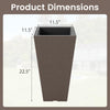 Lucktree Square Taper Planter Set of 2 Self-Watering Flower Pots ( 11.5"x11.5"x22.5")