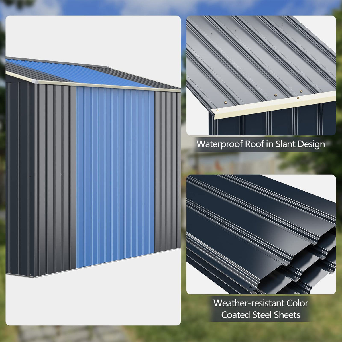 Storage Shed Extension Kit for 9 ft Sheds (9'X2.1')