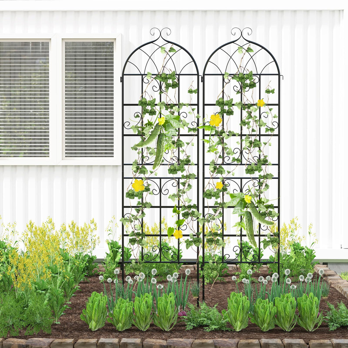 Lucktree 2/4 Packs 71"x20"/86"x20" Metal Garden Trellis for Outdoor Climbing Plants