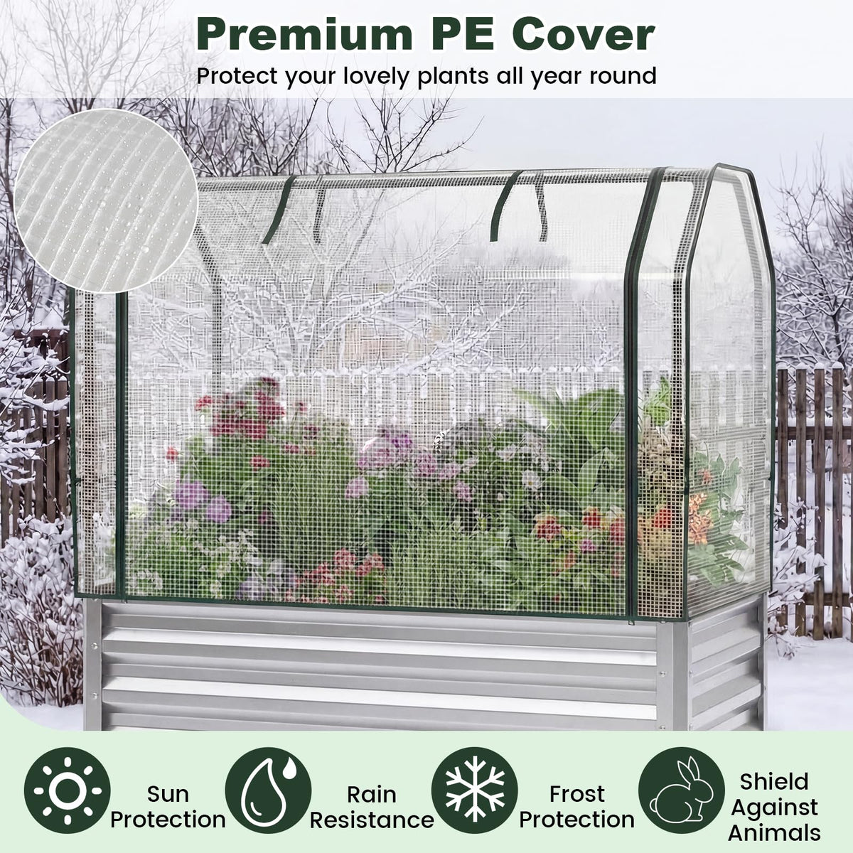 Lucktree Raised Garden Bed with Legs & Greenhouse Cover (1/2)