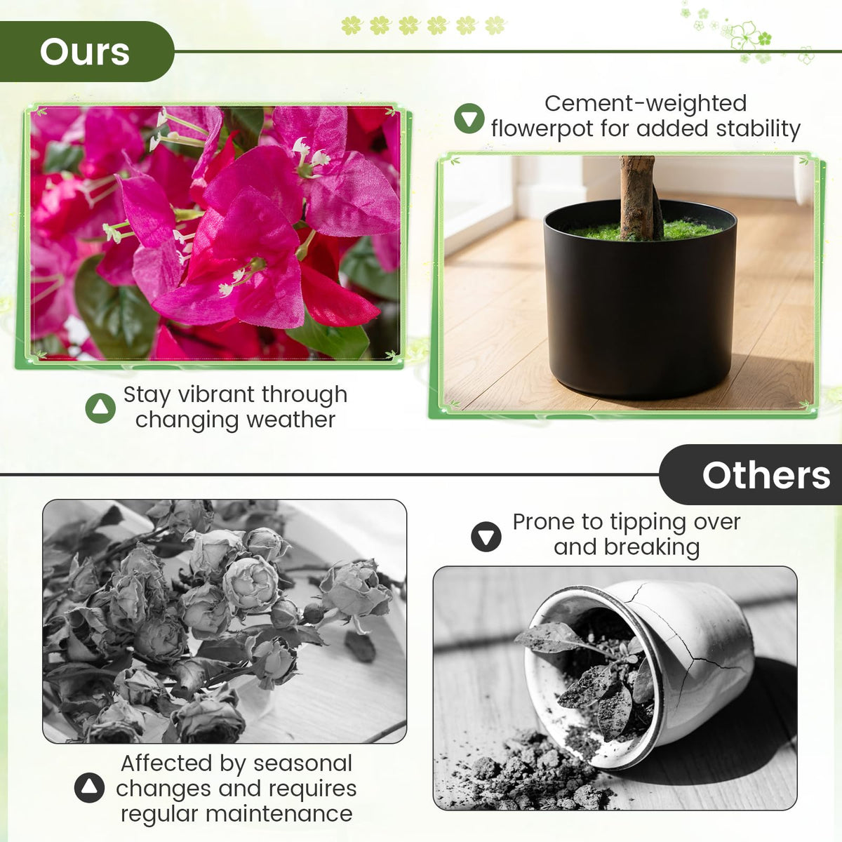 Lucktree 2 Pack Artificial Azalea Trees with Vivid Blooming Flowers for Indoor Outdoor Decor