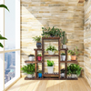 Lucktree Flower Rack Wood Plant Stand Wood Shelves Bonsai Display Shelf