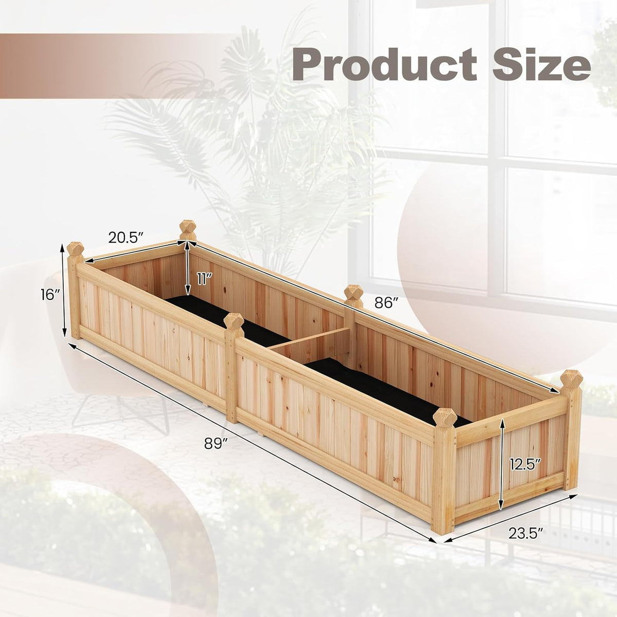 Lucktree Wood Raised Garden Bed with Corner Drainage