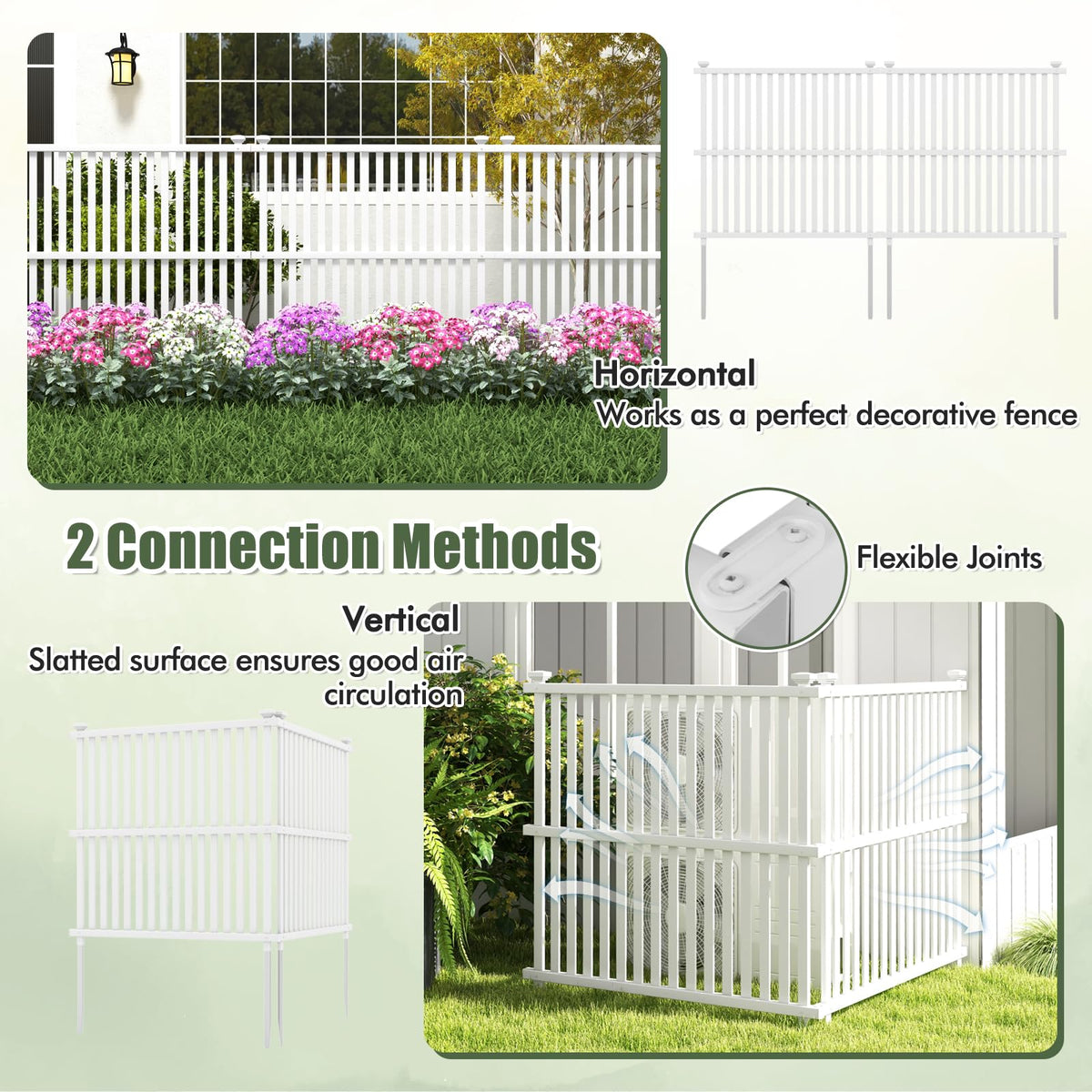 Lucktree Air Conditioner Fence 2/4 Panels - 45''W x 45''H Outdoor Fence Privacy Screen with Metal Stakes