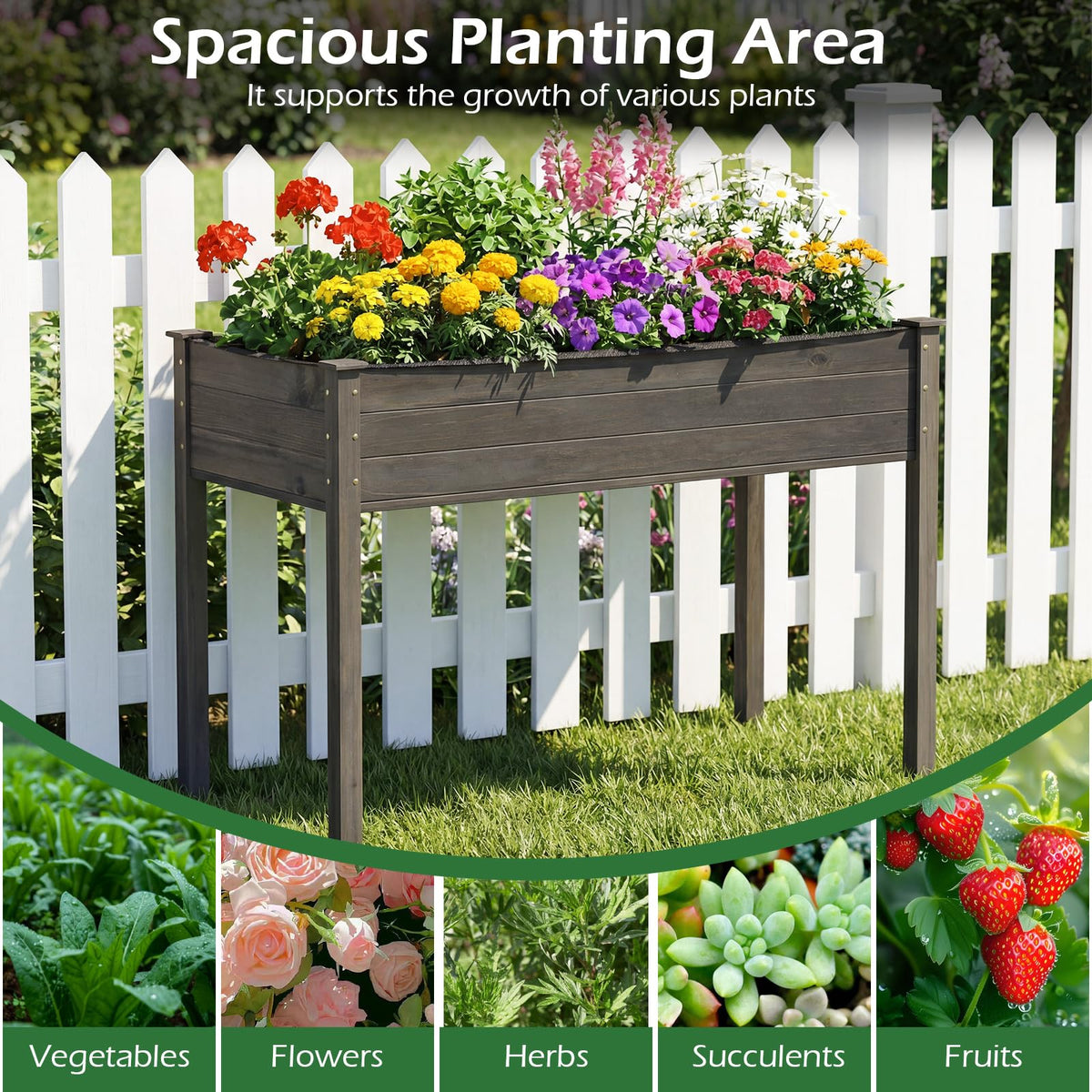 Lucktree Solid Pine Wood Planter Box w/Legs