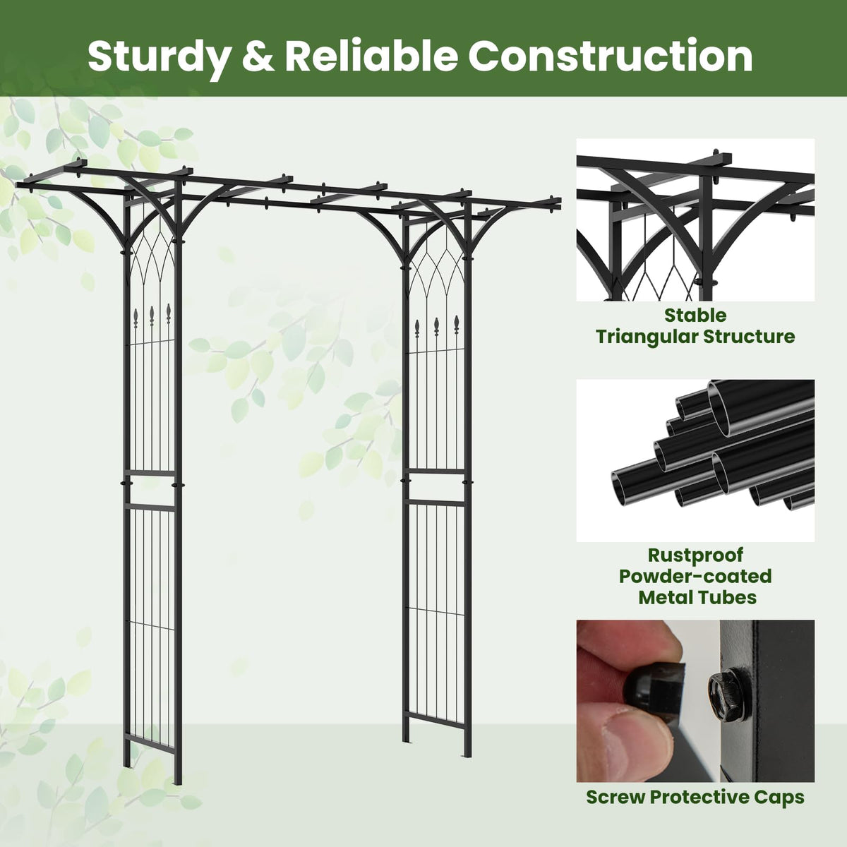 Lucktree Garden Arch Trellis, Wedding Arbor for Ceremony Party, 79''W x 81''H, Metal Garden Arbor for Climbing Plants Rose