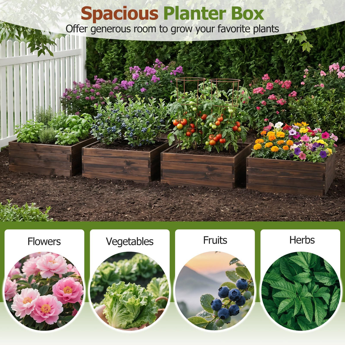 Lucktree 23" x 23" Square Wooden Raised Garden Bed (1/2)