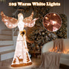 Lucktree Pre-lit 3D Glittered Angel with 100 Warm White Lights Halo Bow Ground Stakes